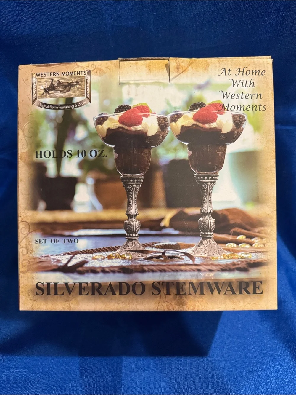 Western Moments Silverado Stemware - Margarita Glasses - Set of 2 - New in Box